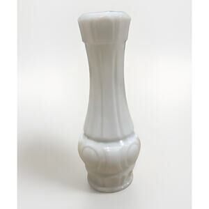 Vintage Wheaton White Milk Glass Bullseye Pattern Bud Vase 9" MCM Retro Art Deco